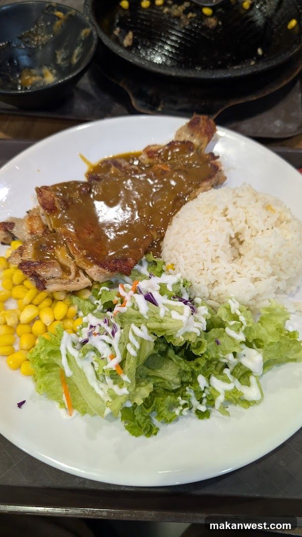 Pork Chop Meal with Rice and Salad