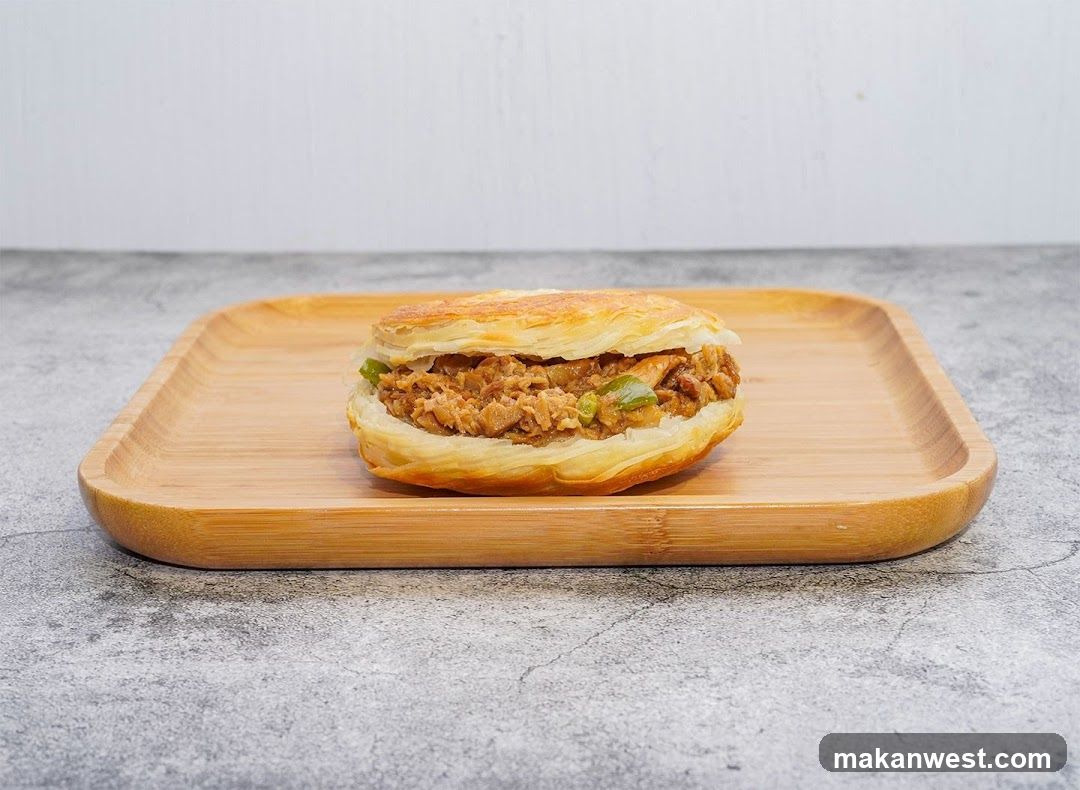 Pork Sandwich on Wooden Tray