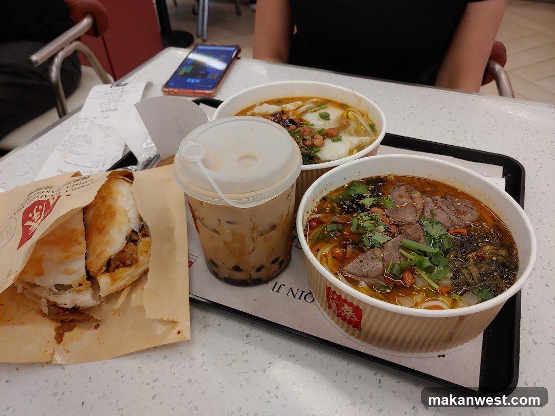 Food Tray with Noodles and Drink