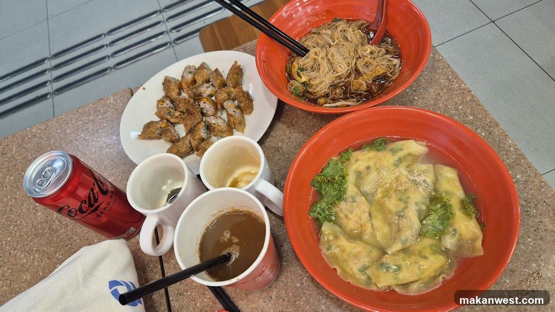 Food Spread with Noodles and Dumplings
