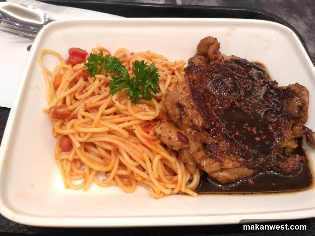 Spaghetti and Steak Plate