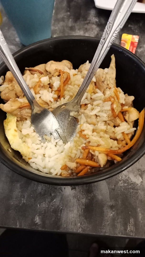 Bowl of Fried Rice with Chicken and Egg