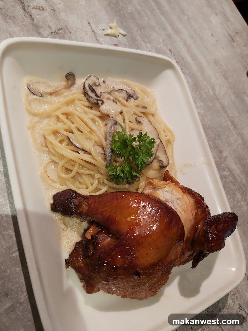 Roasted Chicken with Mushroom Pasta