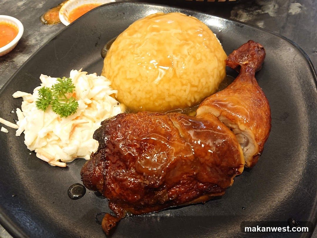 Roasted Chicken with Rice and Coleslaw