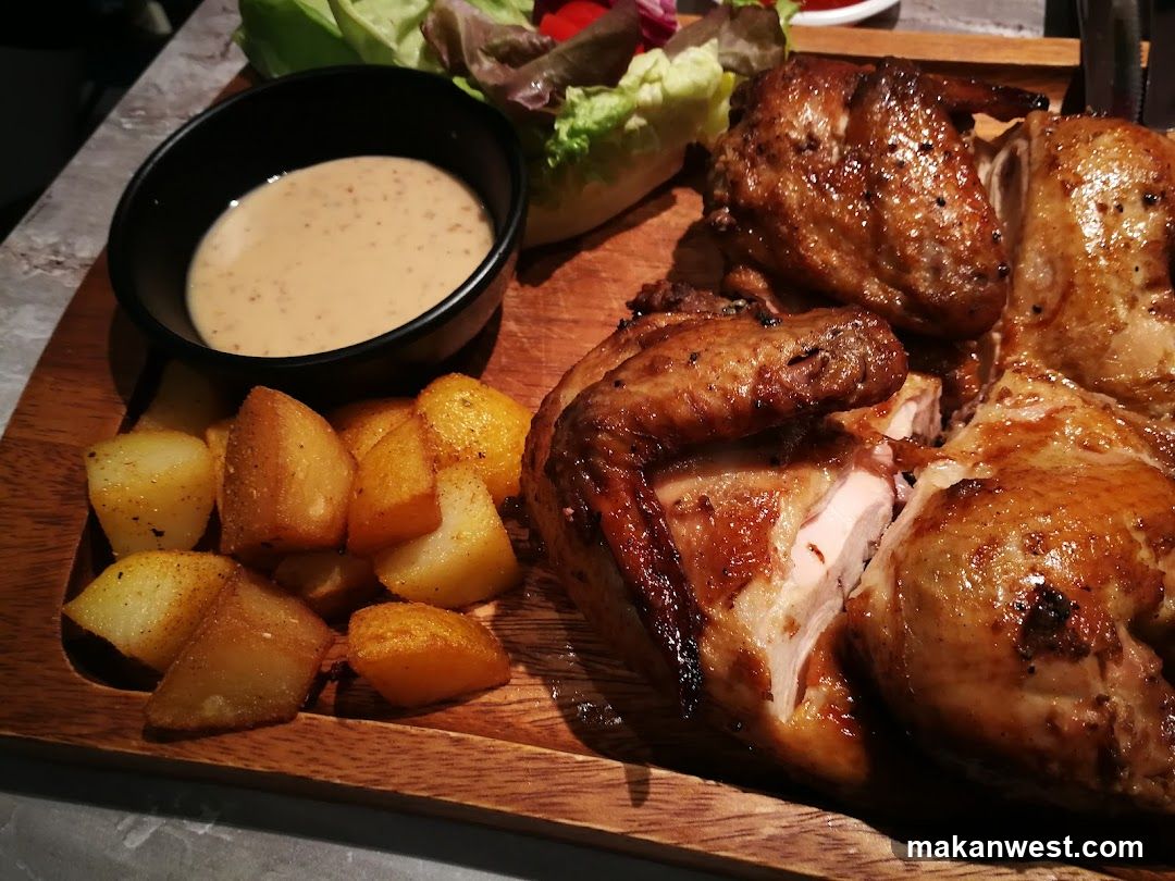 Roasted Chicken with Potatoes and Salad