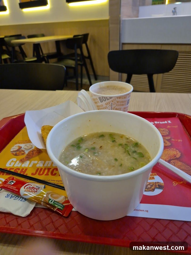 Breakfast Tray with Porridge and Coffee