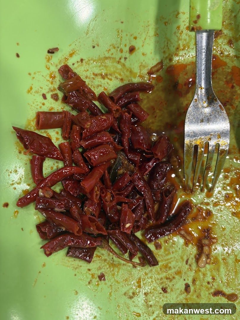 Chopped Dried Chilies on Green Plate