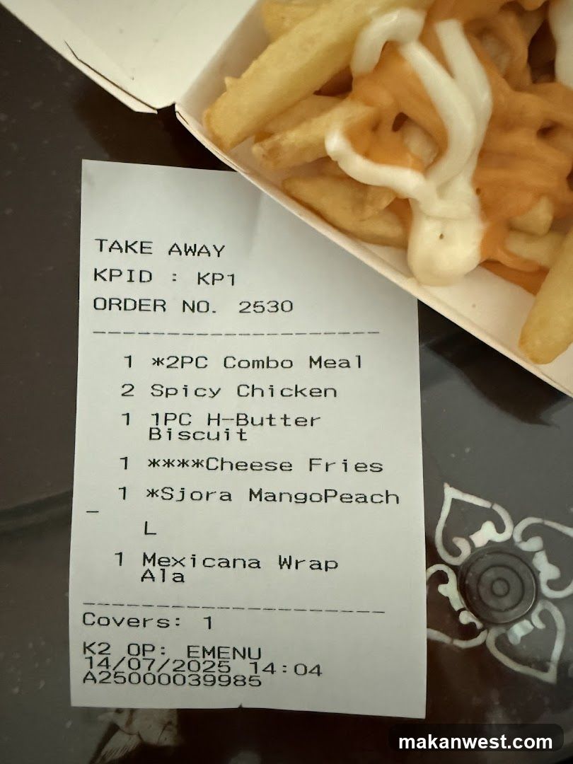 Takeaway Receipt and Food