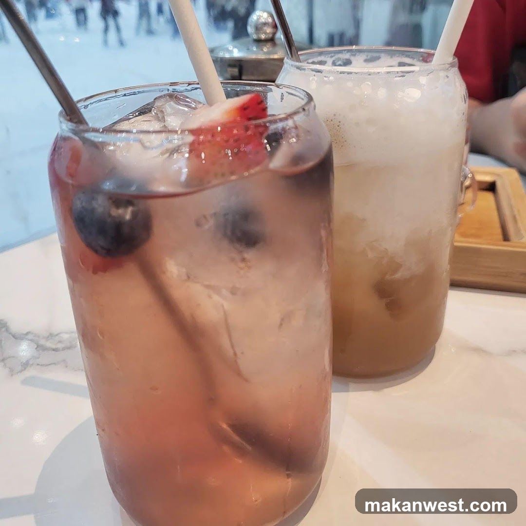 Iced Drinks with Strawberries and Blueberries
