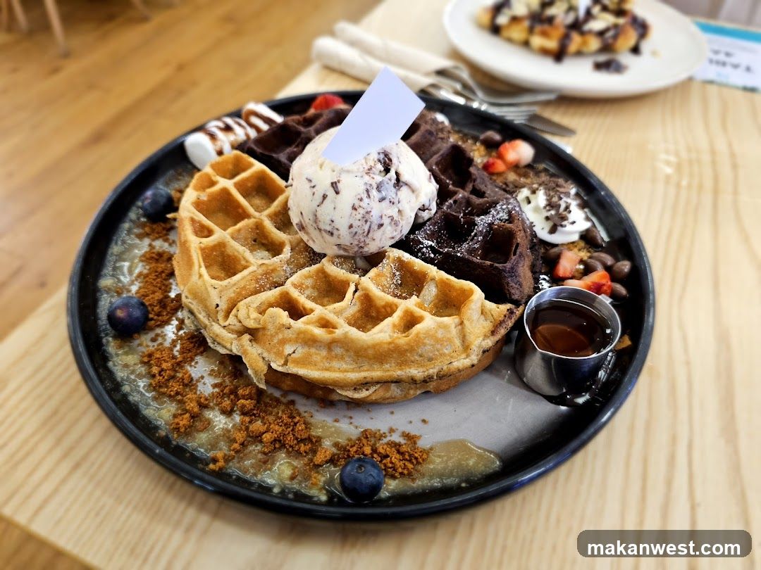 Waffle Plate with Ice Cream and Toppings