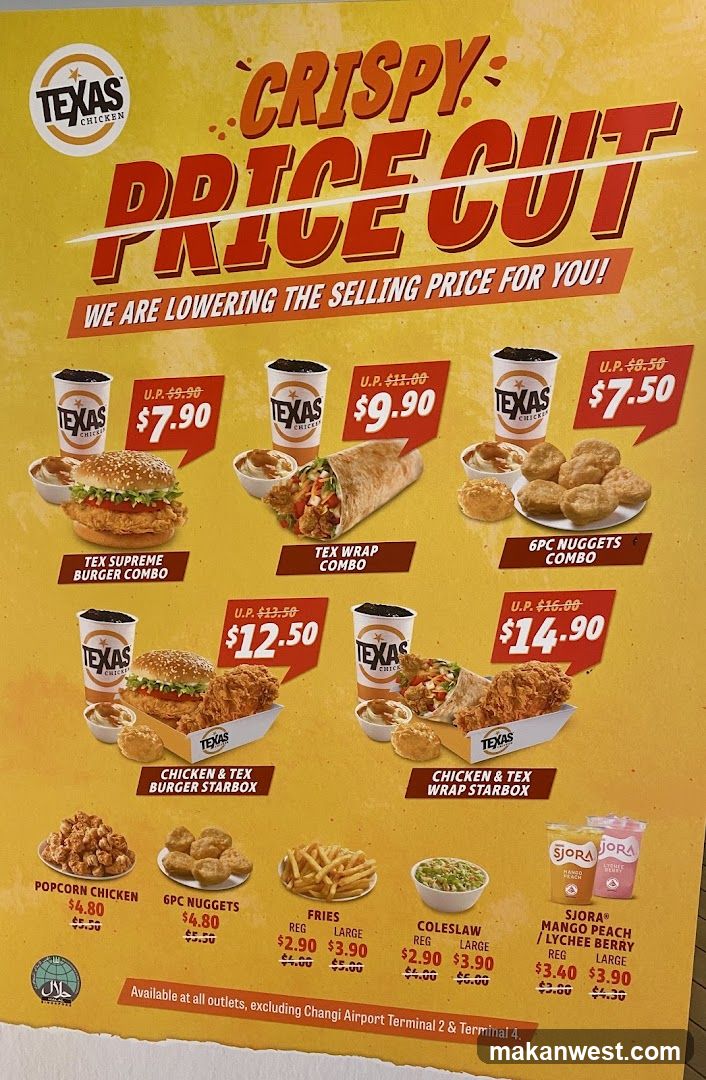 Texas Chicken Price Cut Menu