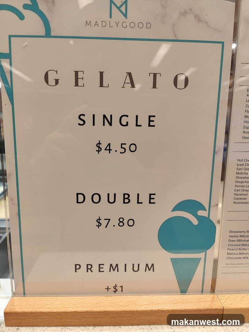 Madly Good Gelato Menu