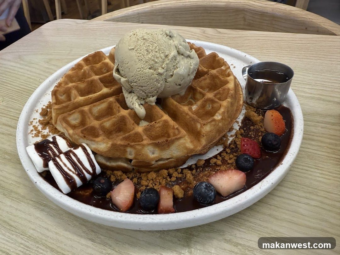 Waffle with Ice Cream and Berries