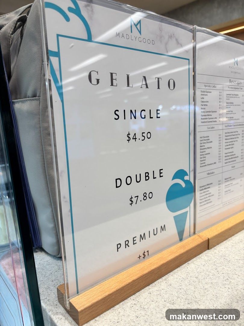 Madly Good Gelato Menu