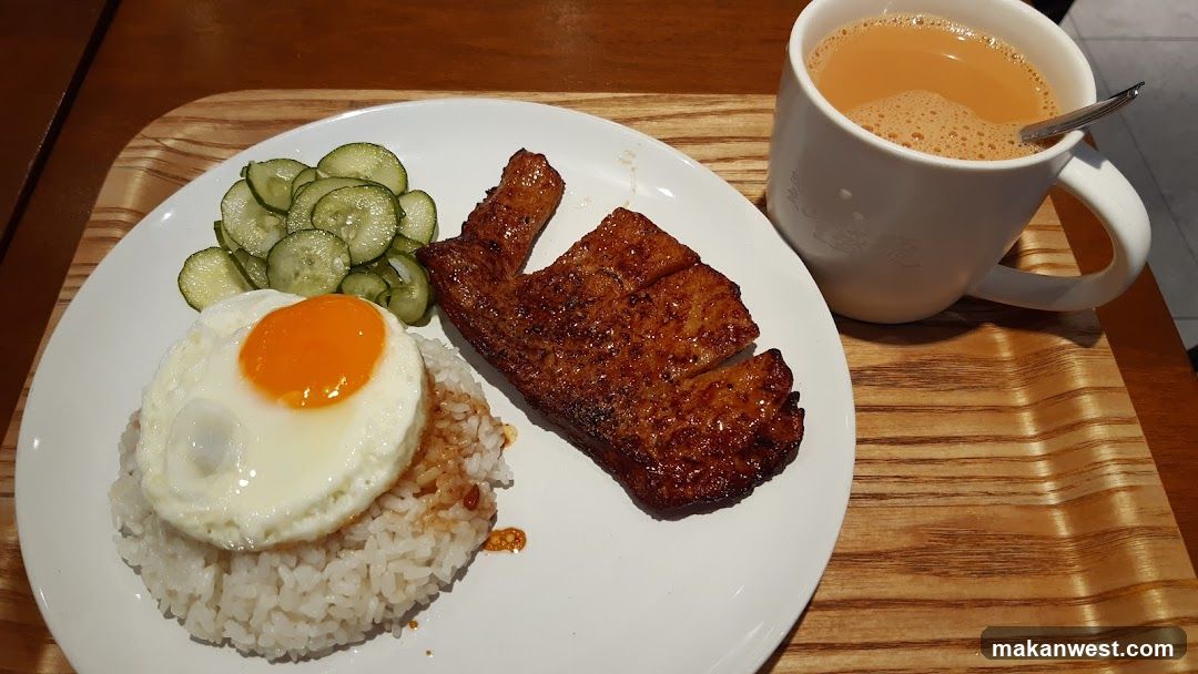 Breakfast Plate with Fried Egg and Pork
