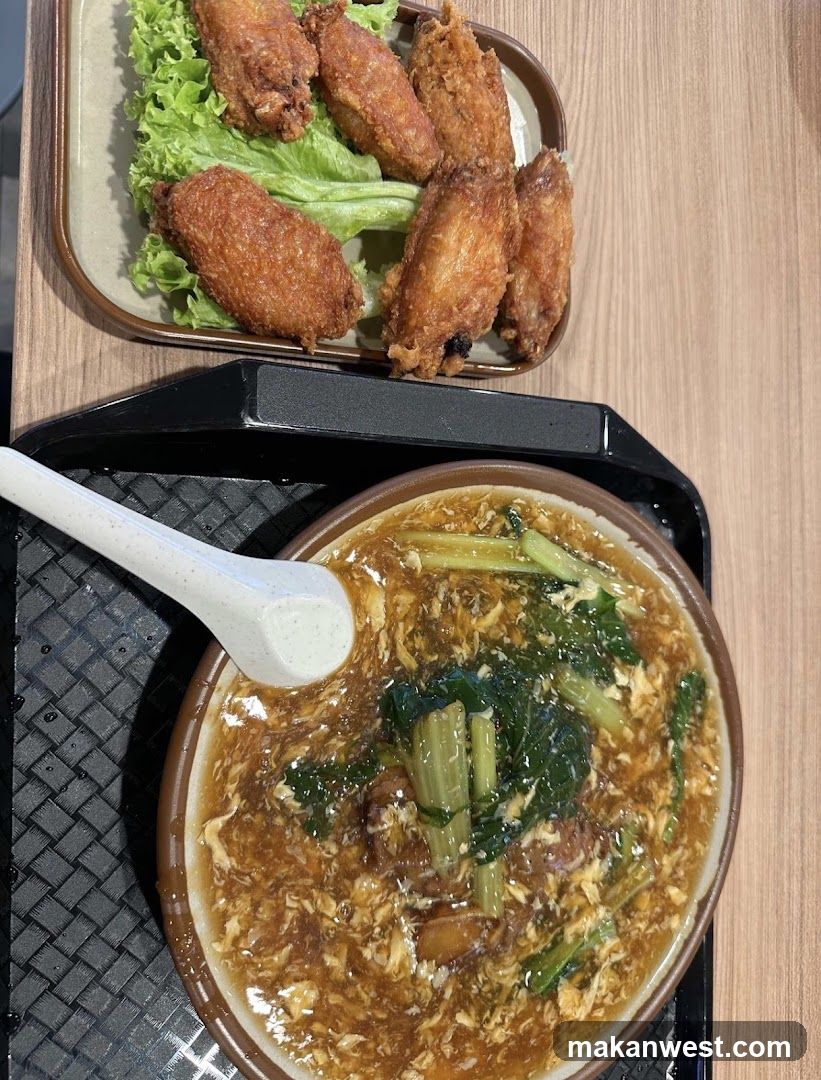 Fried Chicken Wings and Soup Meal