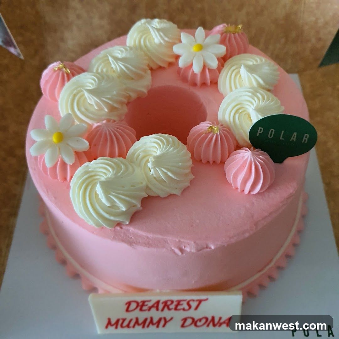 Pink Cake with Cream and Flowers