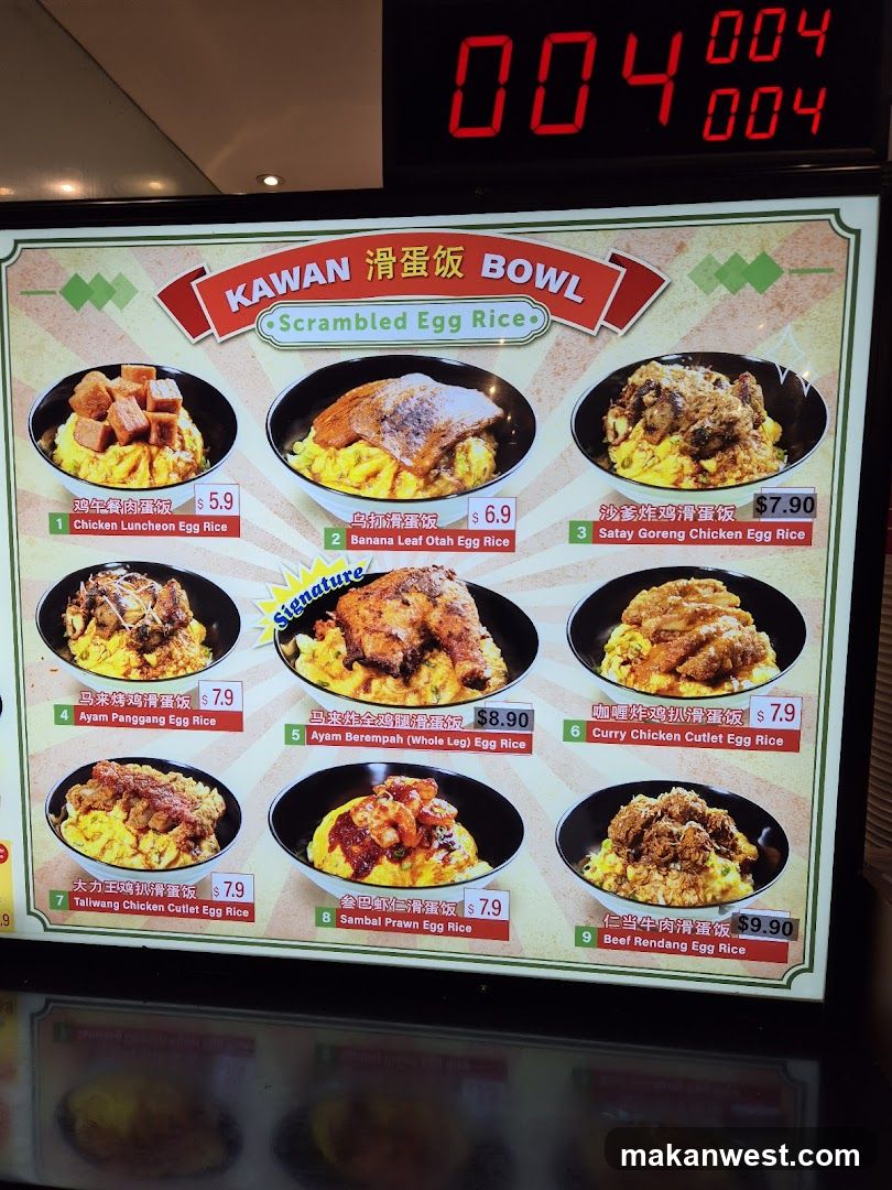 Kawan Scrambled Egg Rice Menu Board