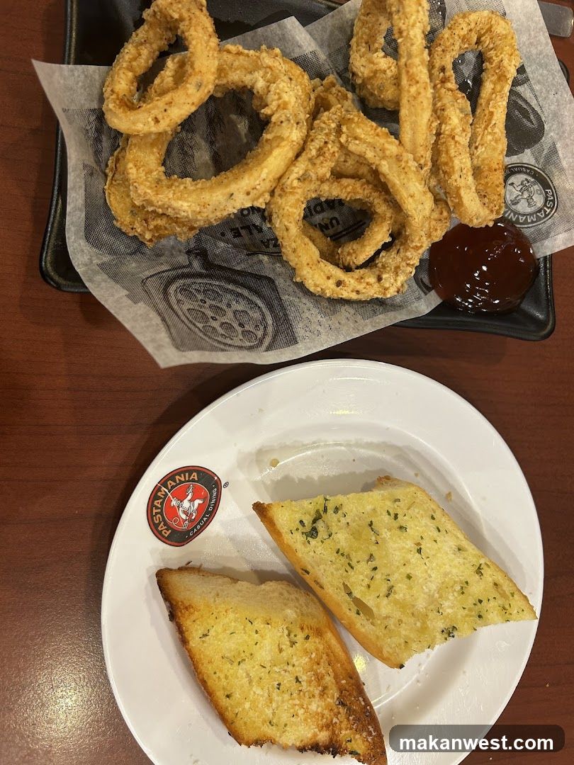 Onion Rings and Garlic Bread