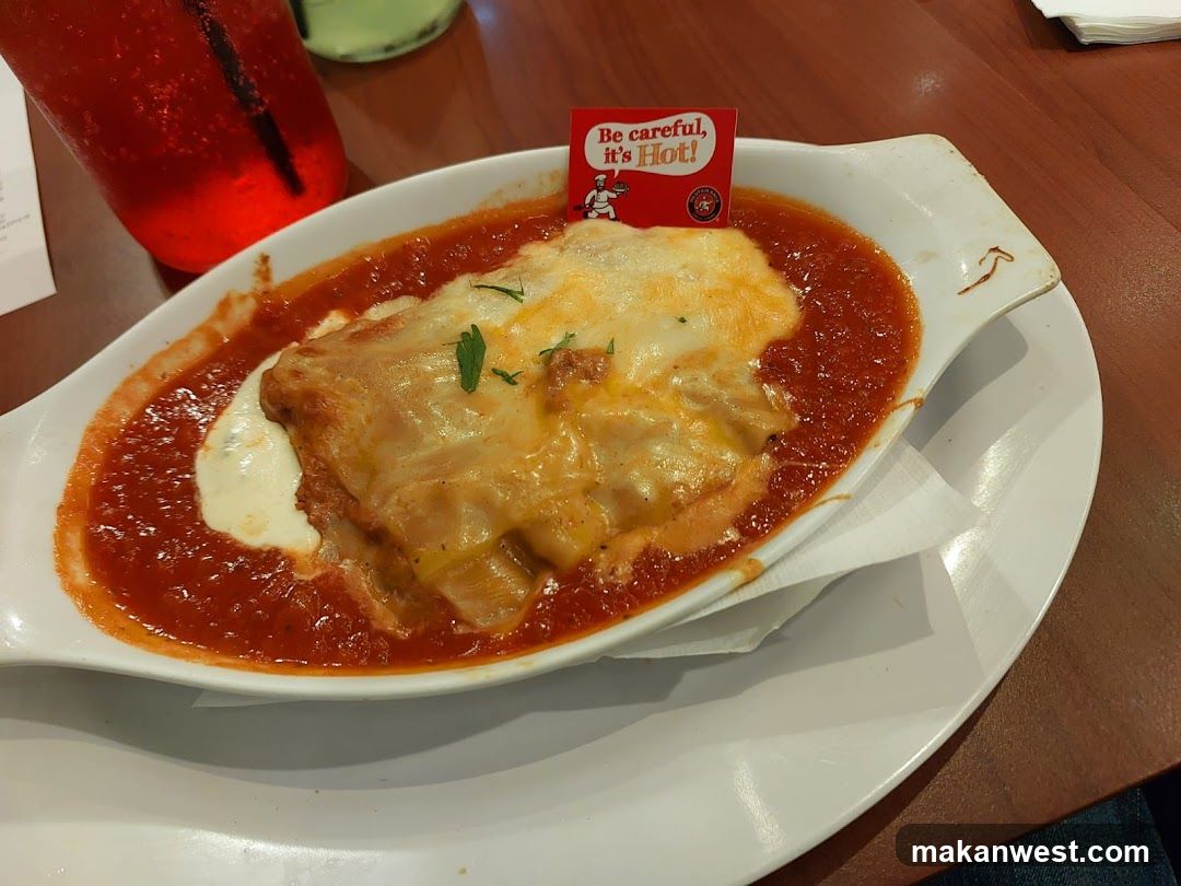 Baked Pasta Dish with Warning Card