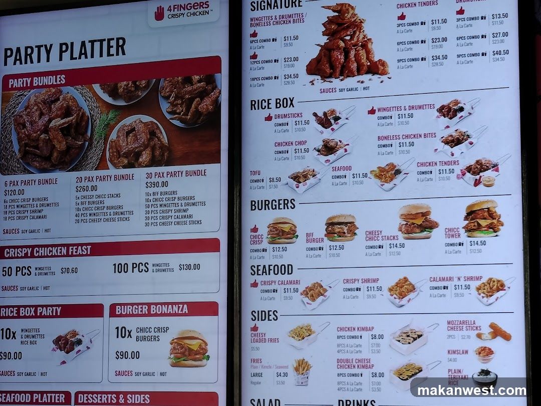 4 Fingers Crispy Chicken Menu Board