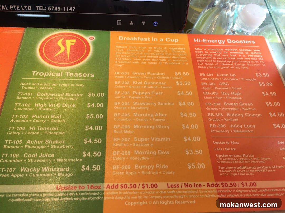 SF Tropical Teasers Menu