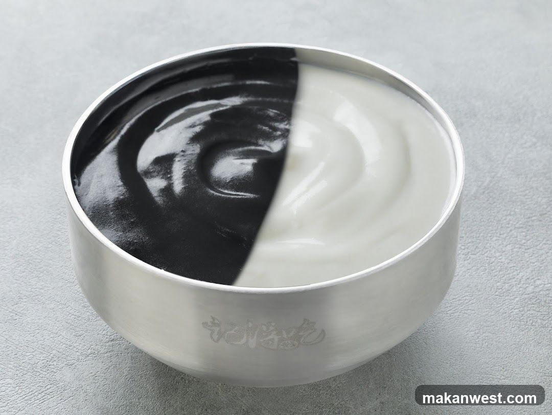Bowl with Black and White Sauce