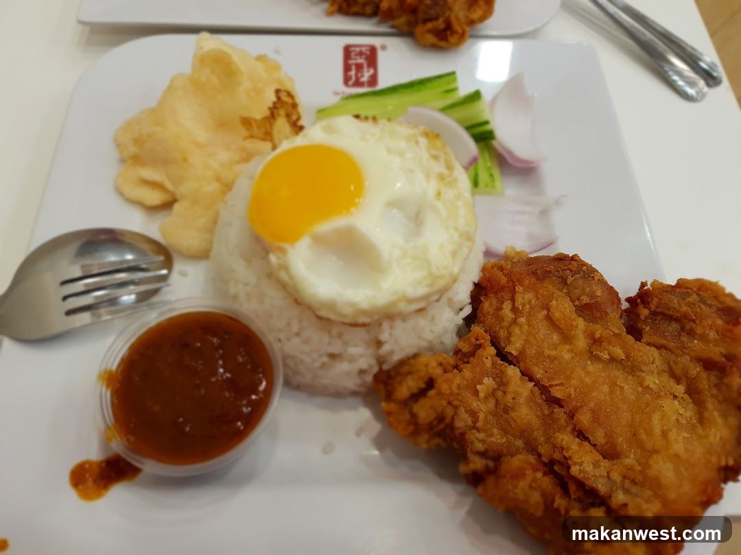 Fried Chicken Rice Plate with Egg and Curry Sauce