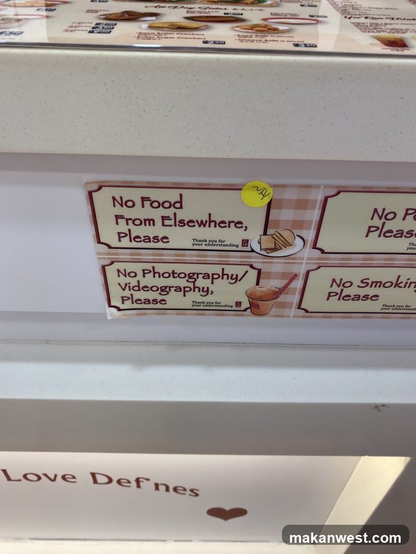 Signage on a wall or counter