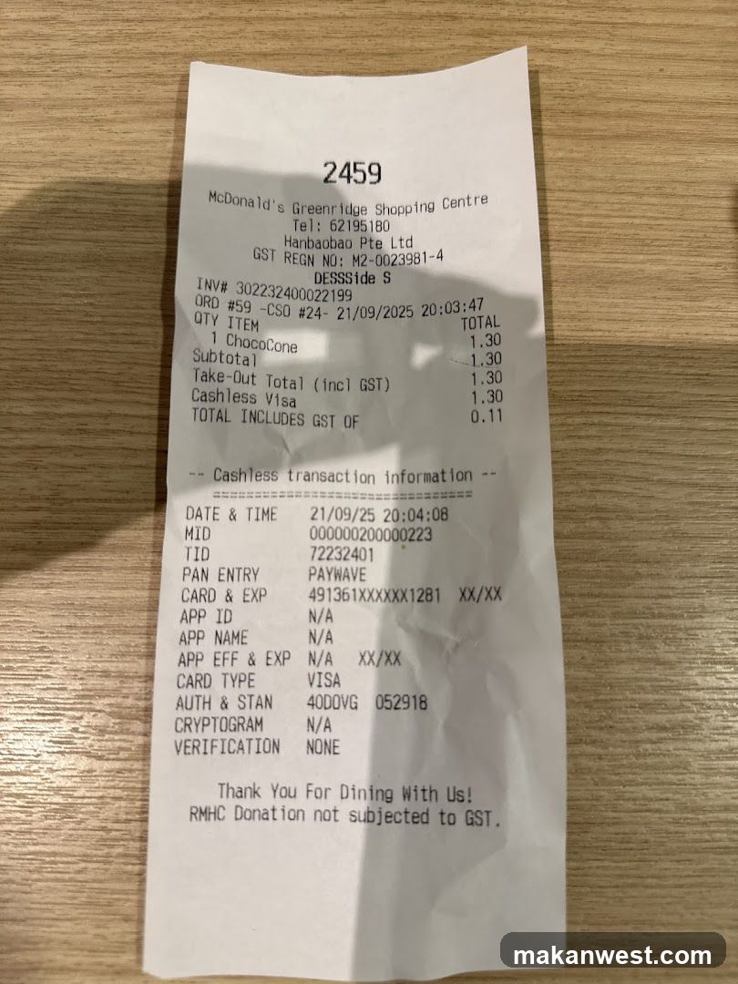McDonald's Receipt