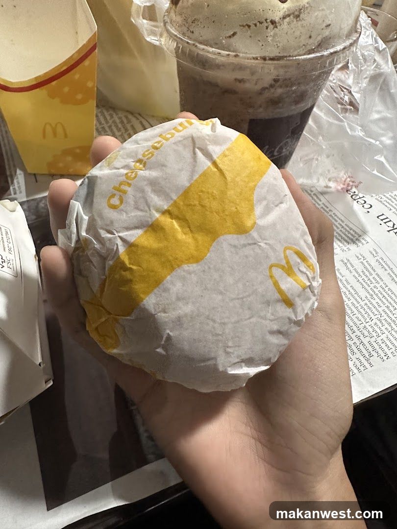 Cheeseburger and Drink at McDonald's