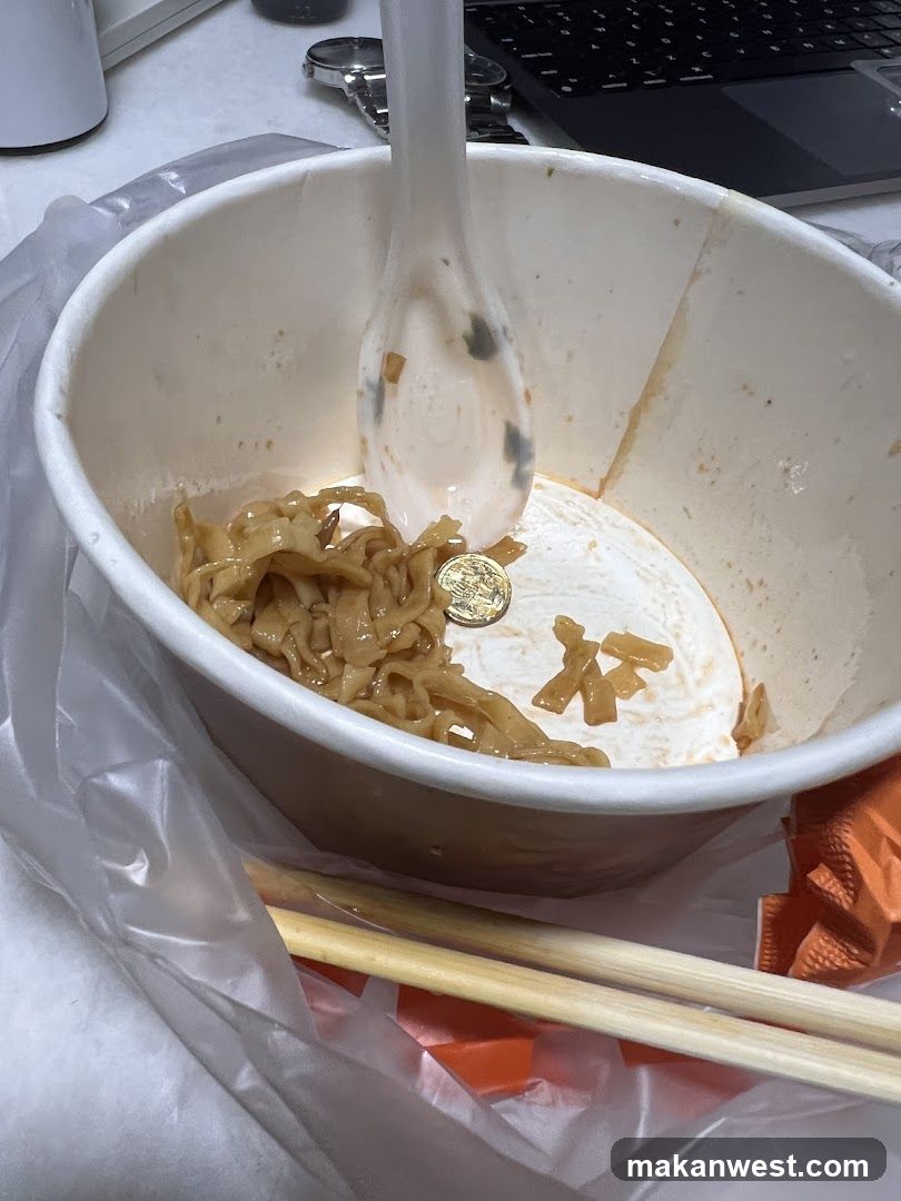 Leftover noodles in a bowl