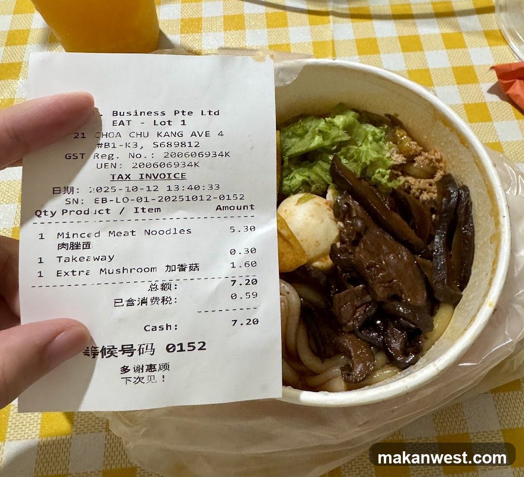 Noodle Bowl and Receipt