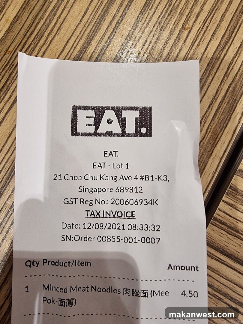 Receipt from EAT.