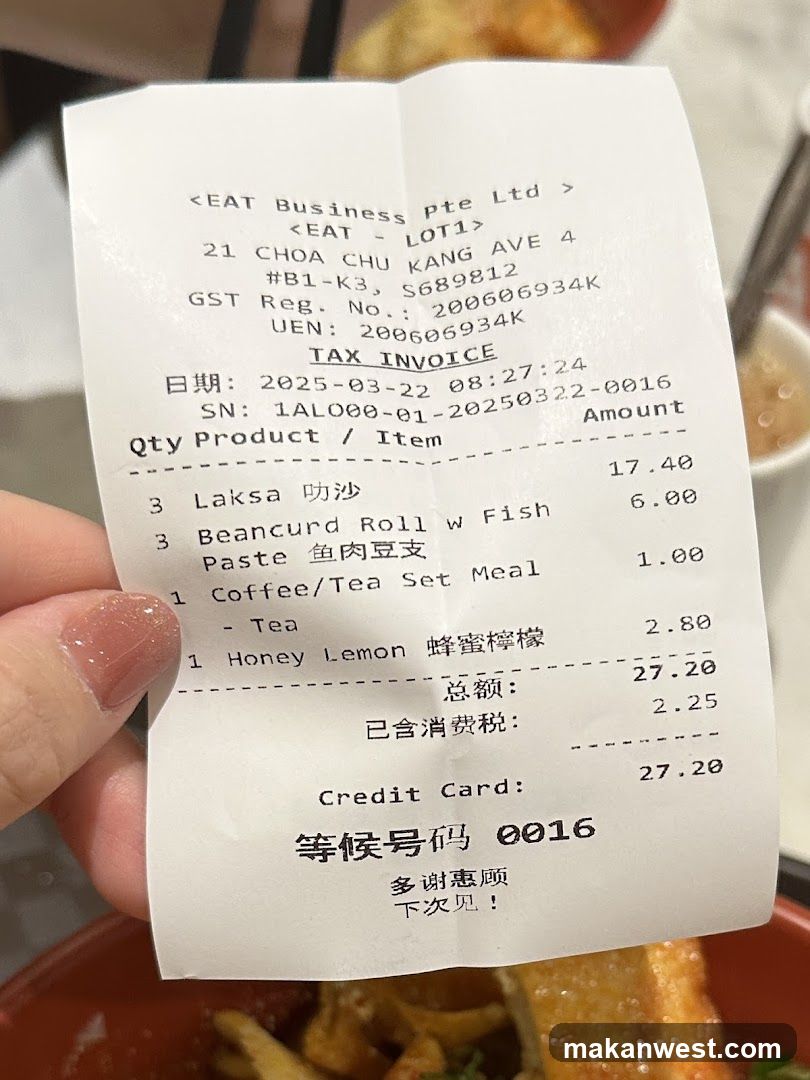 Receipt held by hand