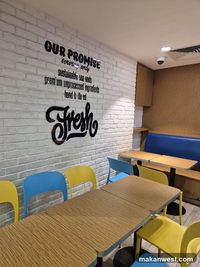 Restaurant Interior with Promotional Wall Art
