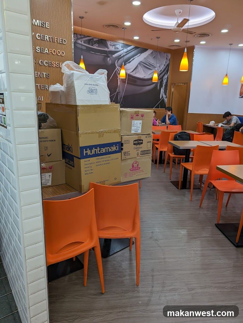 Restaurant Interior with Boxes