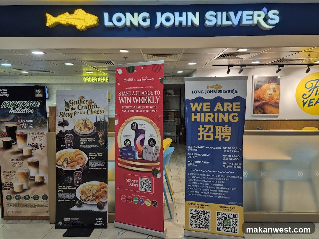 Long John Silver's Storefront with Promotional Banners