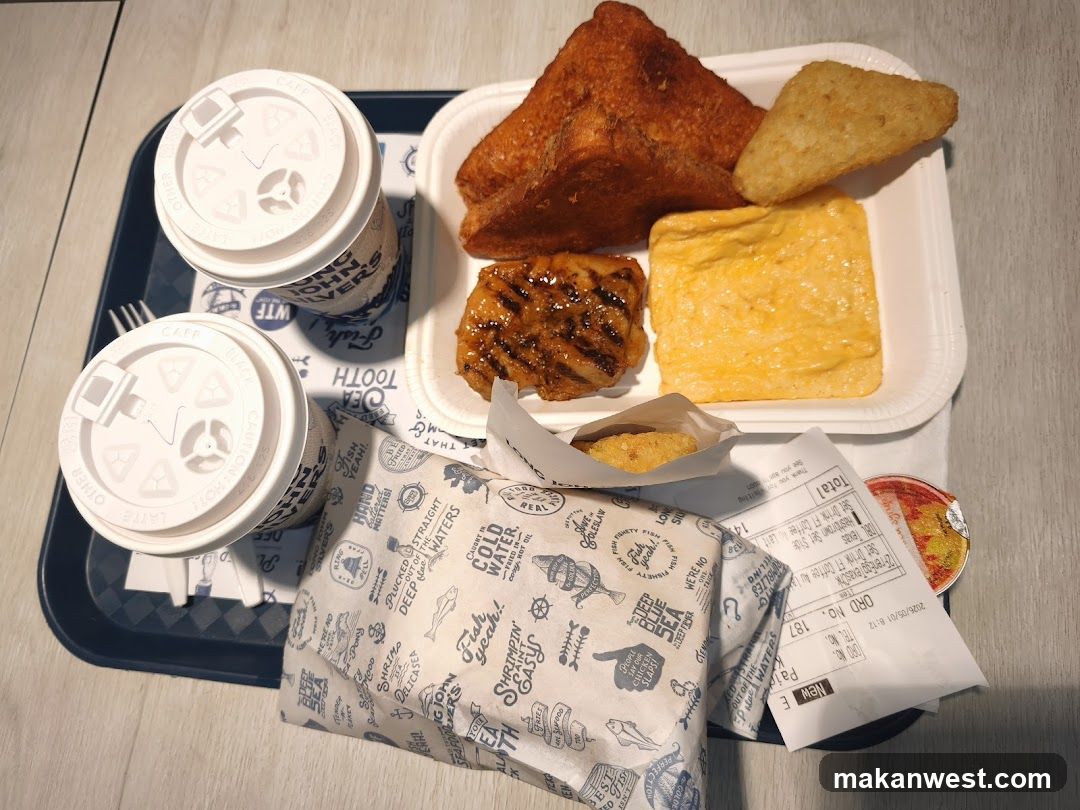 Breakfast Tray with Toast, Eggs, and Coffee