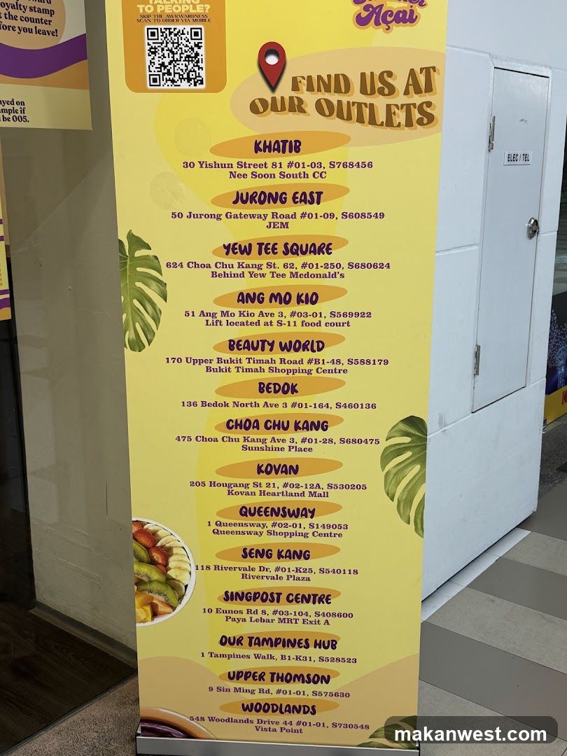 Acai Outlet Locations Signage