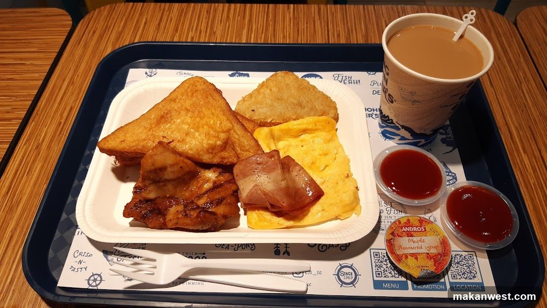 Breakfast Tray with Toast, Omelette, Bacon and Coffee