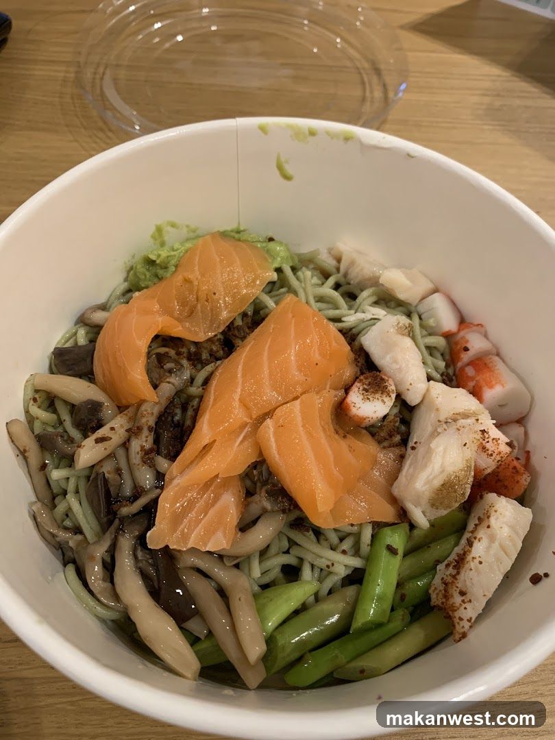 Salmon and Seafood Noodle Bowl