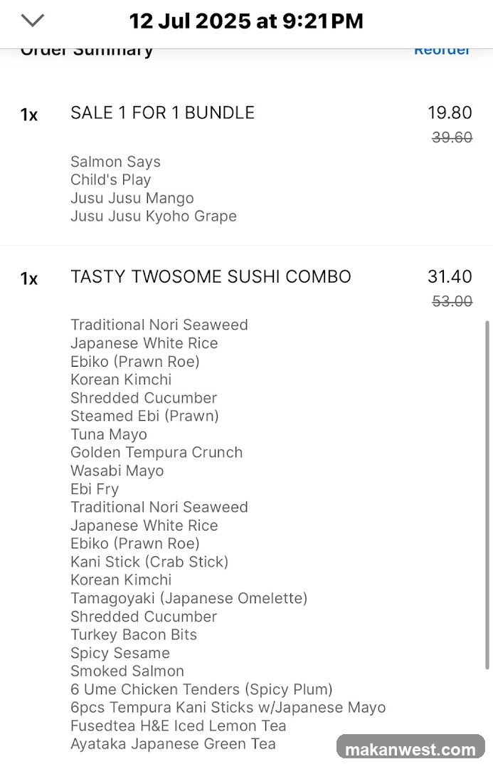 Order Summary Receipt