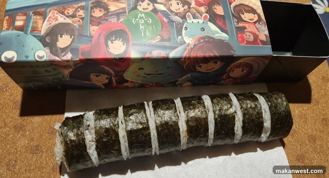 Anime-themed sushi roll in box