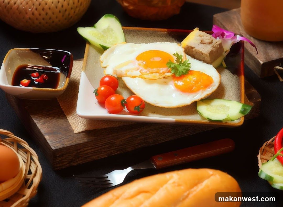 Breakfast Plate with Fried Eggs and Tomatoes