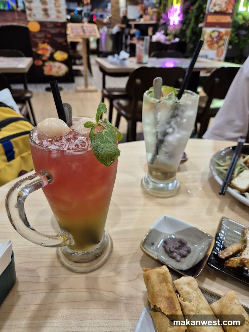 Dining Table with Drinks and Food