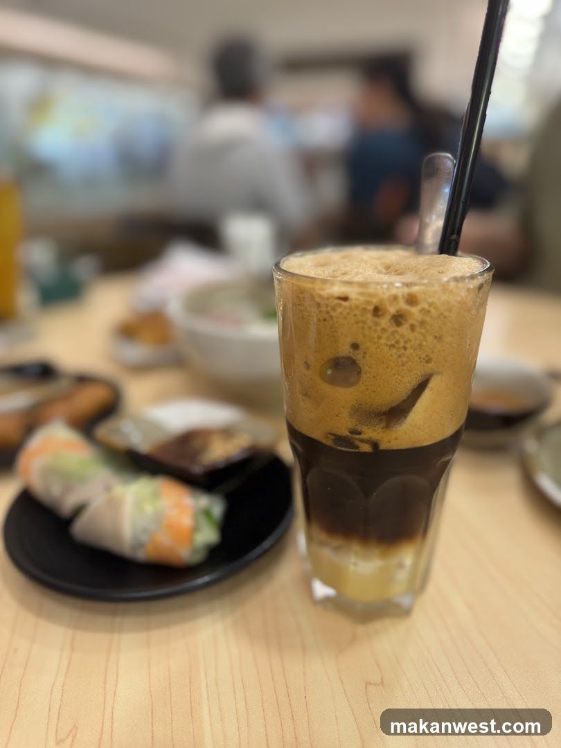 Iced Coffee with Spring Rolls