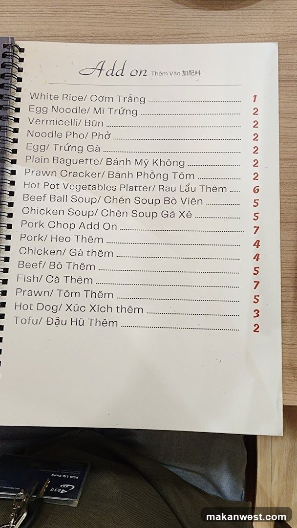 Add On Menu