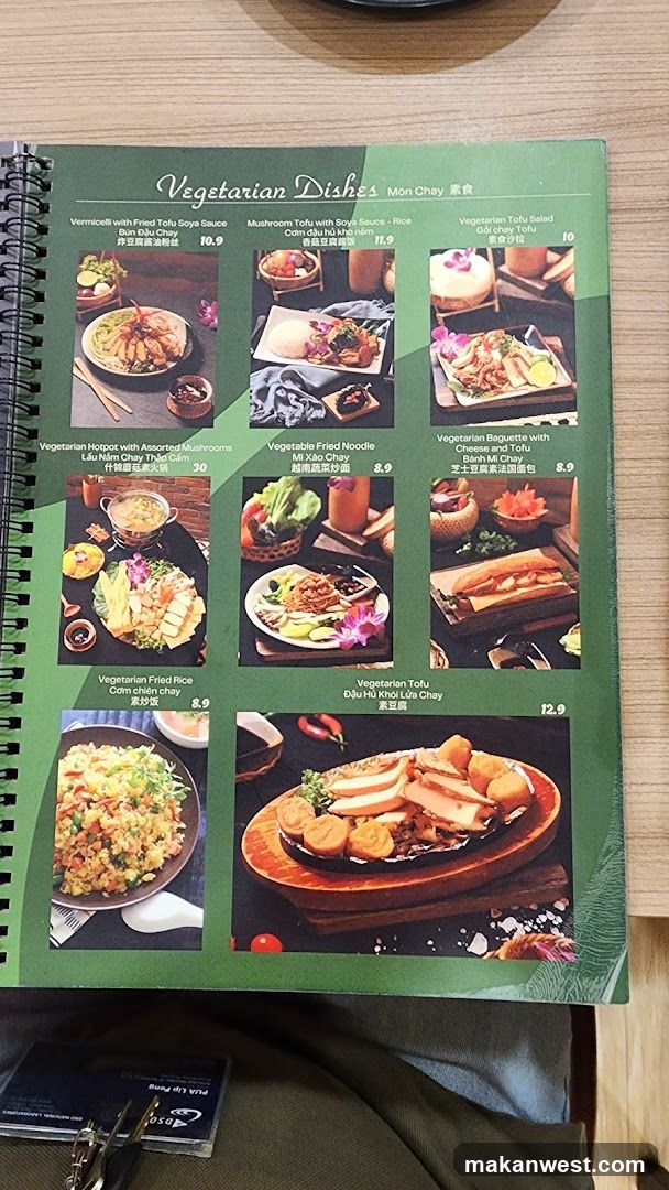 Vegetarian Dishes Menu