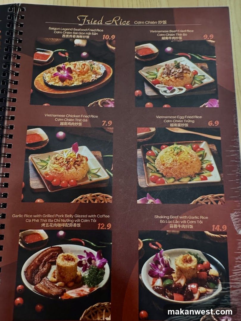 Fried Rice Menu Page